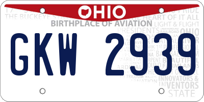 OH license plate GKW2939