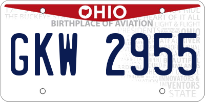 OH license plate GKW2955