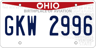 OH license plate GKW2996