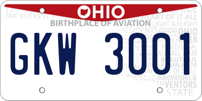 OH license plate GKW3001