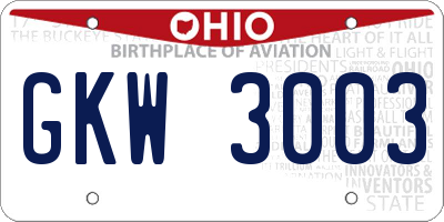 OH license plate GKW3003