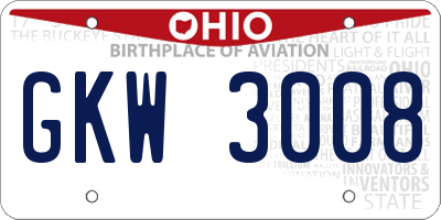 OH license plate GKW3008