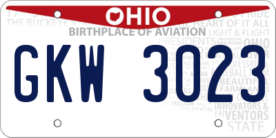 OH license plate GKW3023