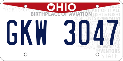 OH license plate GKW3047