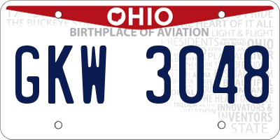 OH license plate GKW3048