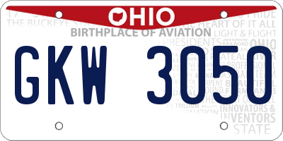 OH license plate GKW3050