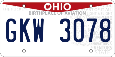 OH license plate GKW3078