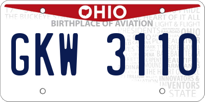OH license plate GKW3110