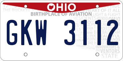 OH license plate GKW3112