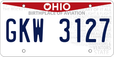 OH license plate GKW3127