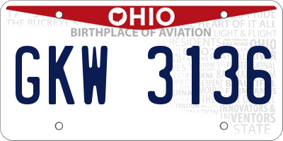 OH license plate GKW3136
