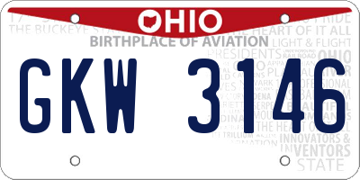 OH license plate GKW3146