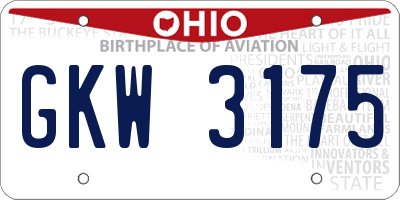 OH license plate GKW3175
