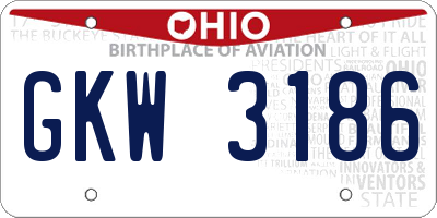 OH license plate GKW3186