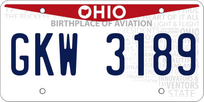 OH license plate GKW3189