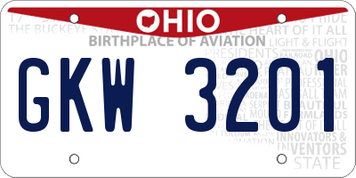 OH license plate GKW3201