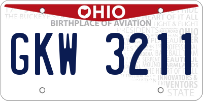 OH license plate GKW3211
