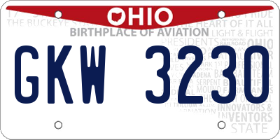 OH license plate GKW3230