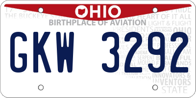 OH license plate GKW3292