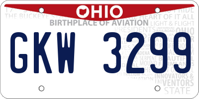OH license plate GKW3299