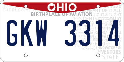 OH license plate GKW3314