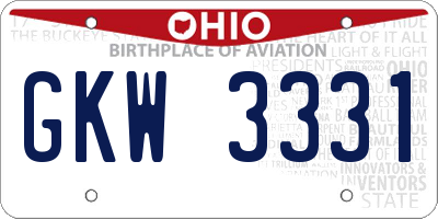 OH license plate GKW3331