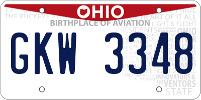 OH license plate GKW3348