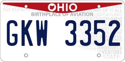 OH license plate GKW3352