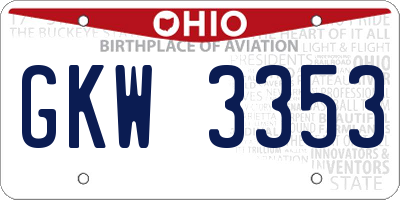 OH license plate GKW3353