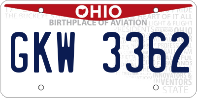 OH license plate GKW3362