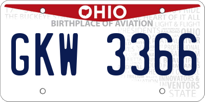 OH license plate GKW3366