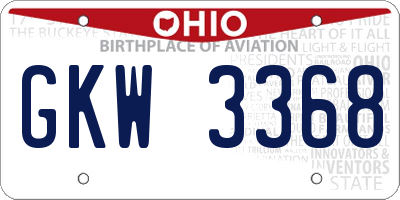OH license plate GKW3368
