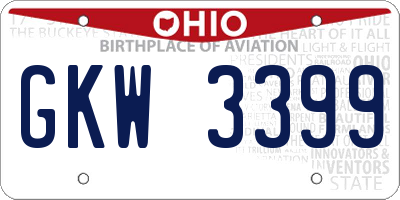 OH license plate GKW3399