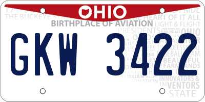 OH license plate GKW3422