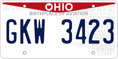 OH license plate GKW3423