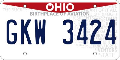 OH license plate GKW3424