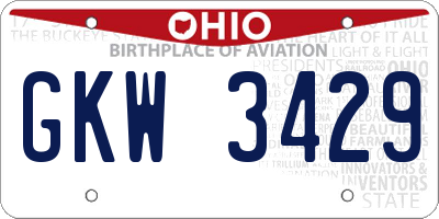 OH license plate GKW3429