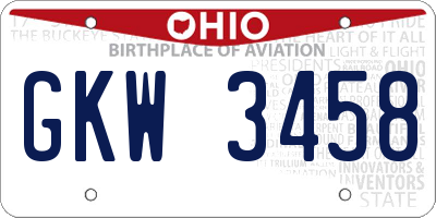 OH license plate GKW3458