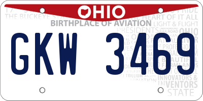 OH license plate GKW3469
