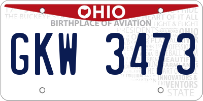 OH license plate GKW3473