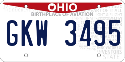 OH license plate GKW3495