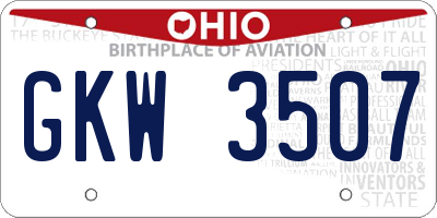 OH license plate GKW3507