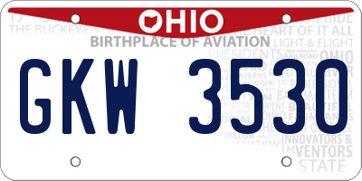 OH license plate GKW3530
