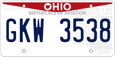 OH license plate GKW3538