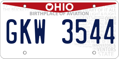 OH license plate GKW3544