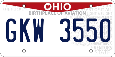 OH license plate GKW3550