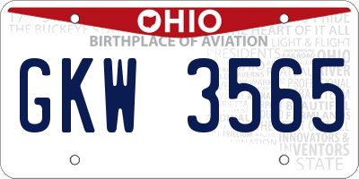OH license plate GKW3565
