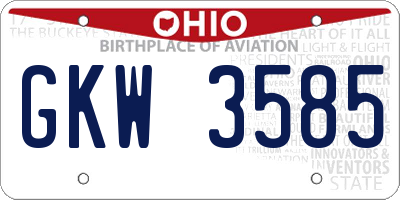 OH license plate GKW3585