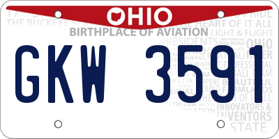 OH license plate GKW3591