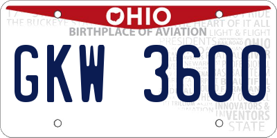OH license plate GKW3600